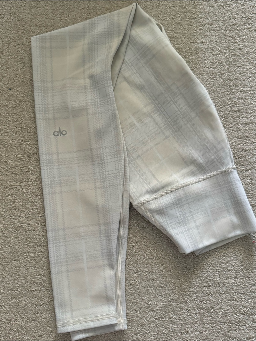 Alo Yoga Legacy Vapor Plaid White Bone Leggings Small